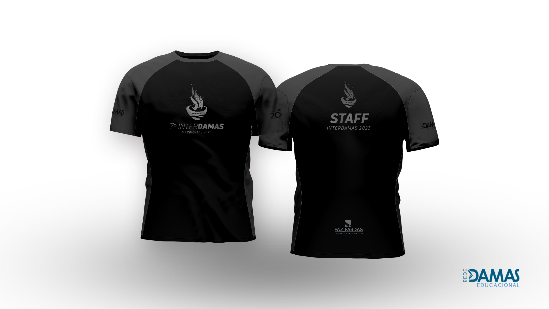 Front and back isolated t-shirt with shadow Mockup